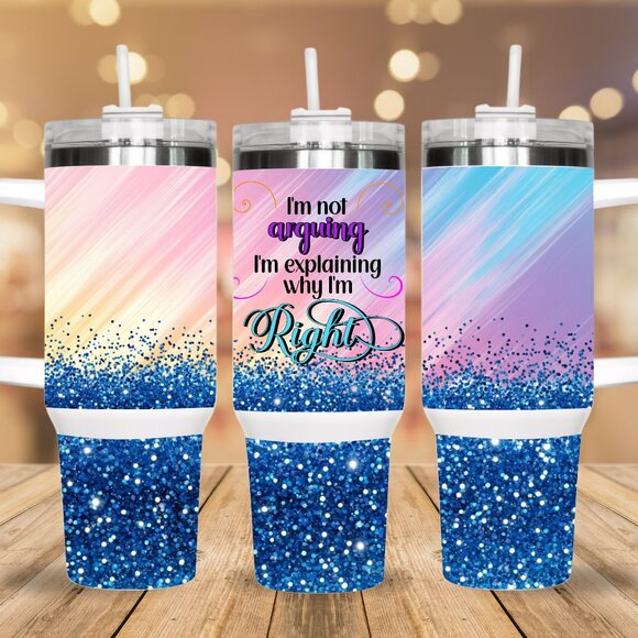 Handmade Sublimation 40 oz Tumbler with Handle and Straw Quencher Tumbler - Picture 1 of 1